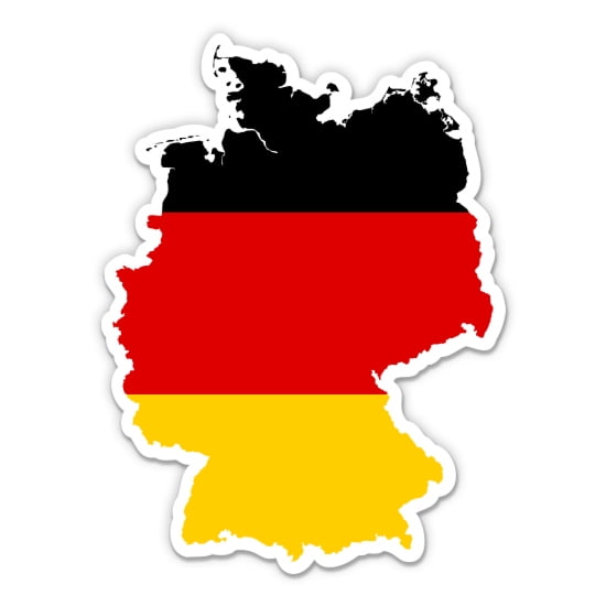 Germany Flag German Country Shape - 3" Vinyl Sticker - For Car Laptop Water Bottle Phone - Waterproof Decal