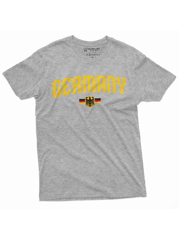 Germany Flag Logo T-Shirt Coat Of Arms German Eagle Patriotic Mens T-Shirt (Small Grey)