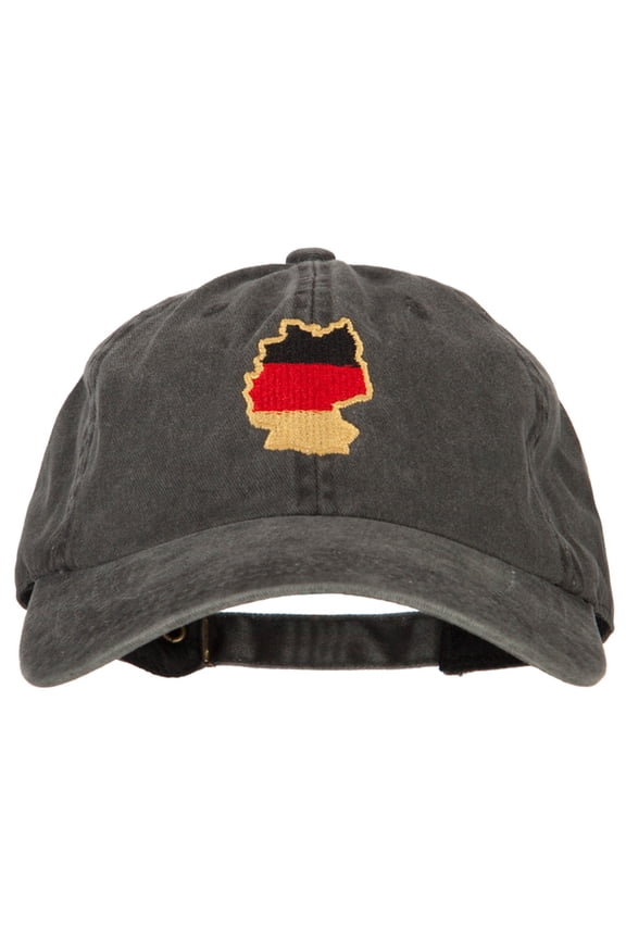 Germany Flag Map Embroidered Washed Cotton Twill Cap - Black OSFM