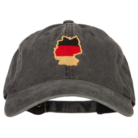 Germany Flag Map Embroidered Washed Cotton Twill Cap - Black OSFM