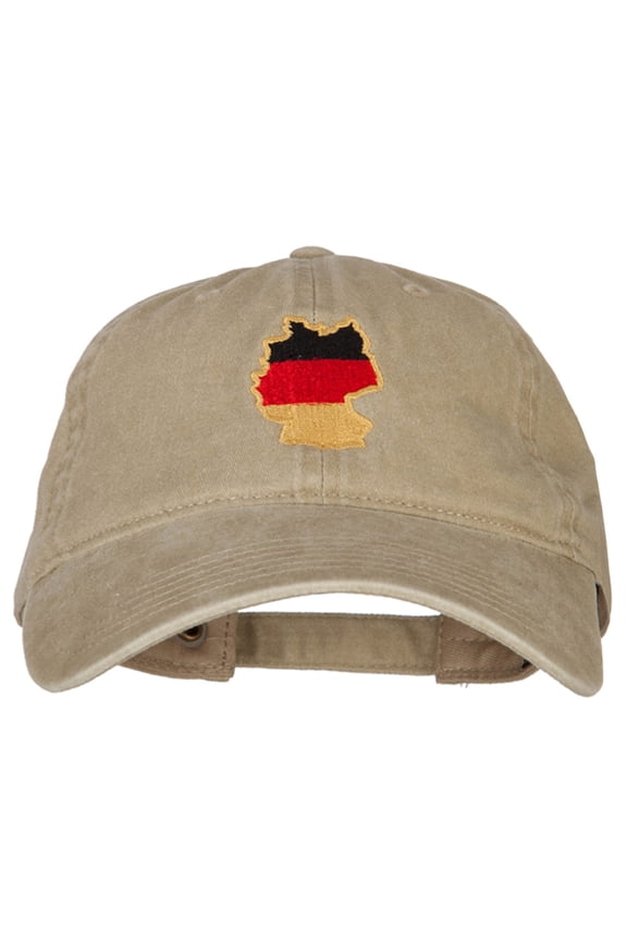 Germany Flag Map Embroidered Washed Cotton Twill Cap - Khaki OSFM