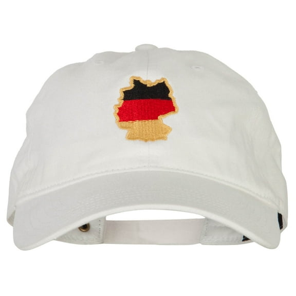 Germany Flag Map Embroidered Washed Cotton Twill Cap - White OSFM
