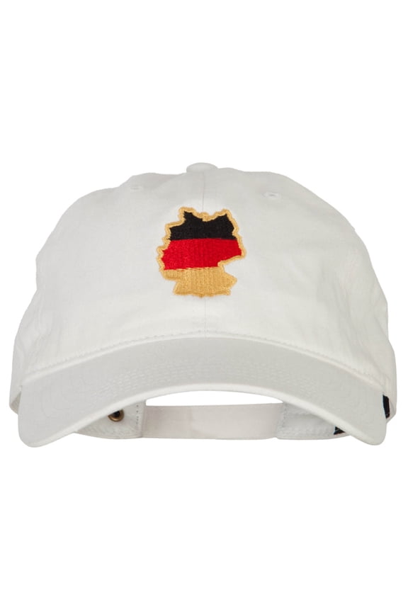 Germany Flag Map Embroidered Washed Cotton Twill Cap - White OSFM