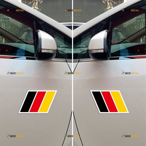 Germany Flag Tricolor Bold Stripes Car Magnet Magnetic Sticker Decal - Pair Mirrored Reversed Reflective 4" - for Truck Door Fridge Reusable Waterproof