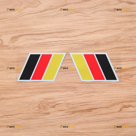 Germany Flag Tricolor bold Stripes Car Sticker Decal Vinyl - Pair Mirror Images Reversed Reflective 4"