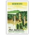 thumbnail image 1 of Germany - Fly - Bavaria Neuschwanstein Castle - Vintage Airline Travel Poster by Edward McKnight Kauffer c.1949 - Master Art Print (Unframed) 12in x 18in, 1 of 4