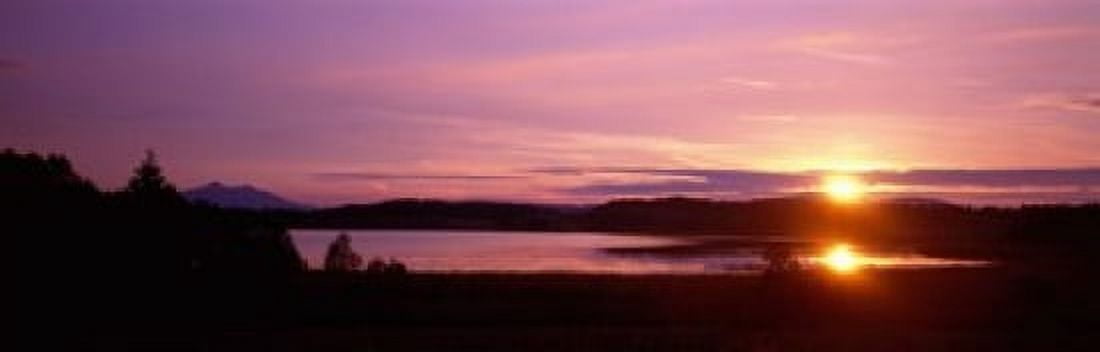 Germany Forggen Lake sunset Canvas Art - Panoramic Images (18 x 6)