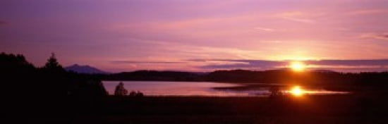 Germany Forggen Lake sunset Canvas Art - Panoramic Images (36 x 12)