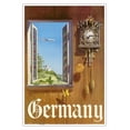 thumbnail image 1 of Germany - German Black Forest Cuckoo Clock - Vintage Travel Poster by William Ward Beecher c.1952 - Master Art Print (Unframed) 13in x 19in, 1 of 4