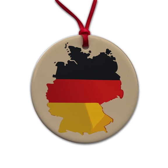 Germany German Flag Country Shape Christmas Tree Holiday Round Ceramic Ornament