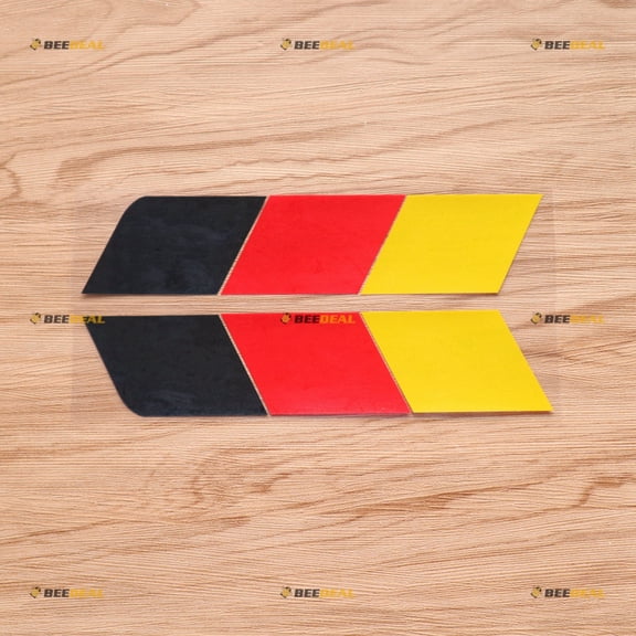 Germany German Flag Sticker Decal Vinyl - Pair Mirror Images Reversed Tricolor 8" - Fit For Benz BMW AUDI VW