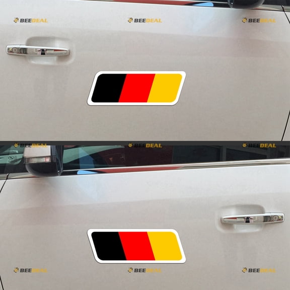 Germany German Flag Stripes Car Magnet Magnetic Sticker Decal - Pair Mirrored Reversed Reflective 6" - for Auto Truck Van Reusable Waterproof