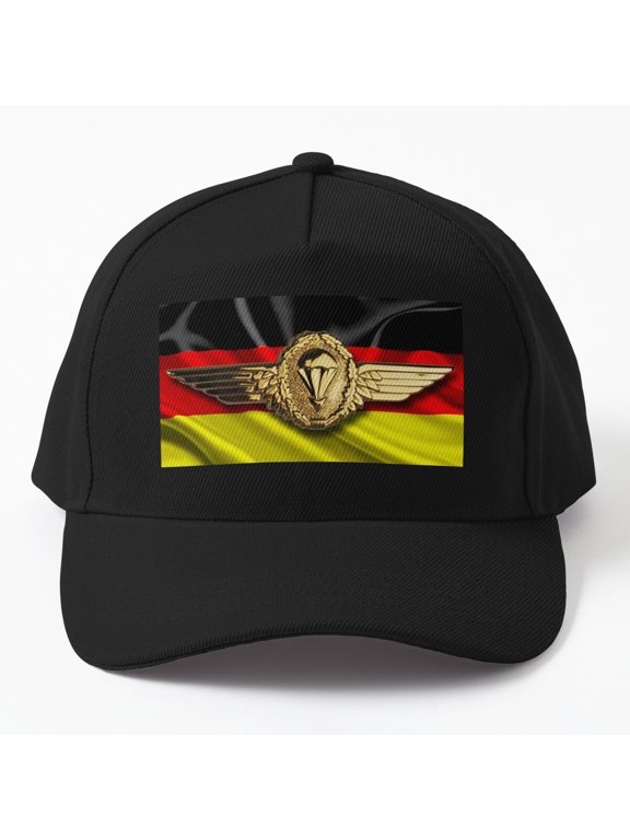 Germany Gold Paratrooper Wing Baseball Cap, Airborne Military Insignia Design, Classic Hat