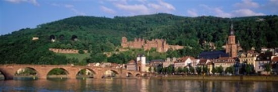 Germany Heidelberg Neckar River Canvas Art - Panoramic Images (36 x 12)