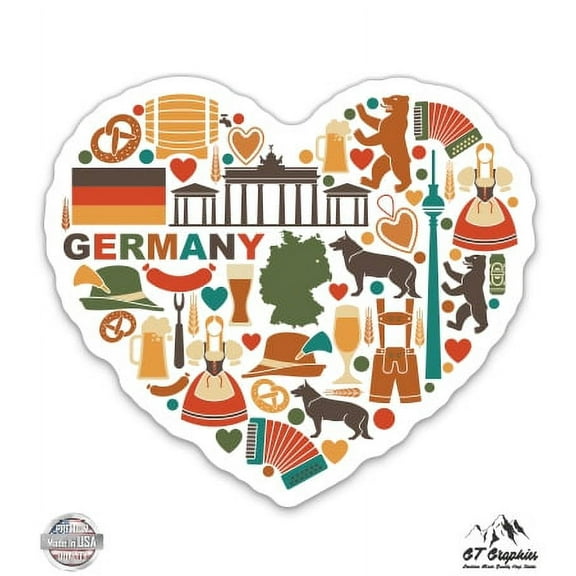 Germany Icon Heart - 12" Vinyl Sticker Waterproof Decal