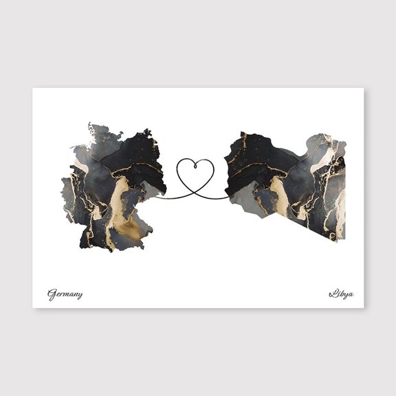 Germany Libya Map Wall Print – Contemporary Minimalist Travel Canvas – 8x12 inch