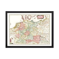 Germany Map, 1665 Vintage Map of Germany History Wall Decor Gift, Old Germany Map - 24" x 18" Black Framed Print