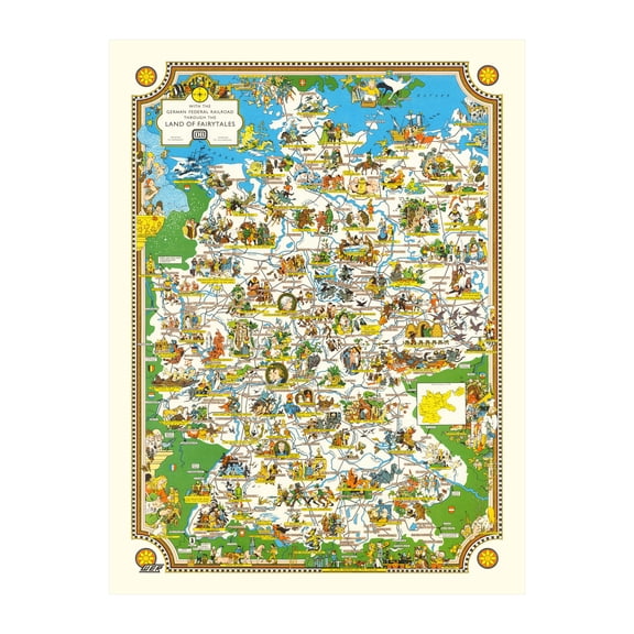 Germany Map, 1960 Vintage Map of Germany History Wall Decor Gift, Old Germany Map - 18" x 24" Unframed Print