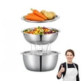 thumbnail image 1 of Germany Multifunctional Stainless Steel Basin, 2026 New 3 in 1 Multifunctional Stainless Steel Basin Strainer Set with Grater, Strainer Drain Basket for Rinsing Draining Mixing, 1 of 8