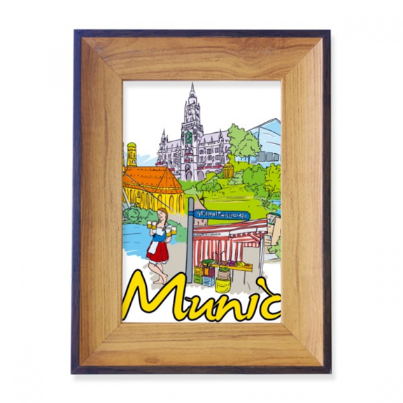 Germany Munchen Landmark Architecture Photo Frame Exhibition Display Art Desktop Painting