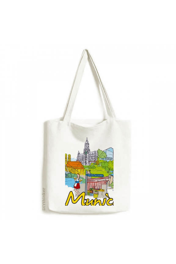 Germany Munchen Landmark Architecture Tote Canvas Bag Shopping Satchel Casual Handbag