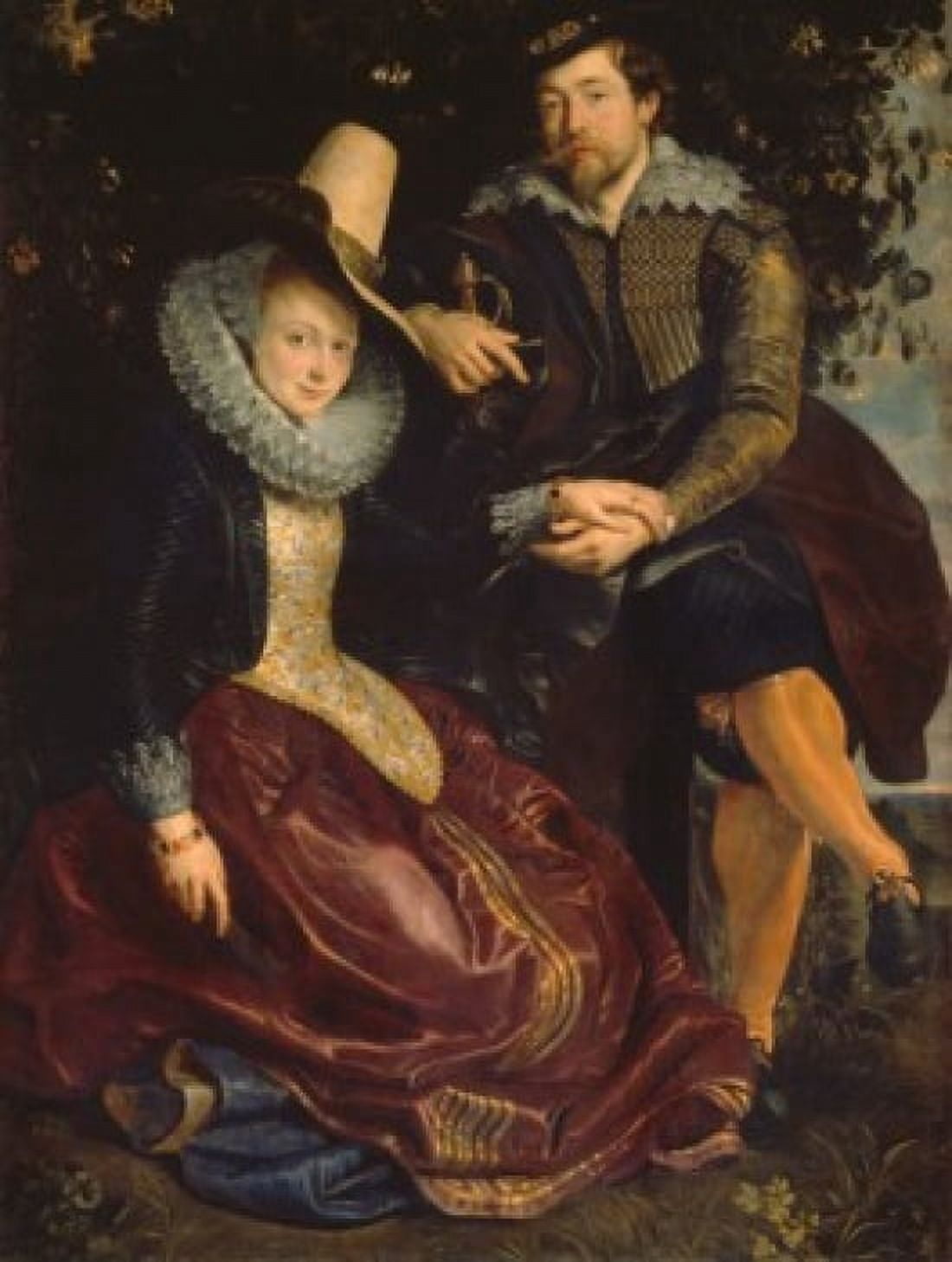 Germany Munich Alte Pinakothek Self-portrait with Isabella Brandt Rubens by Peter Paul Rubens oil on canvass (1577-1640) Canvas Art - Peter Paul Rubens (18 x 24)