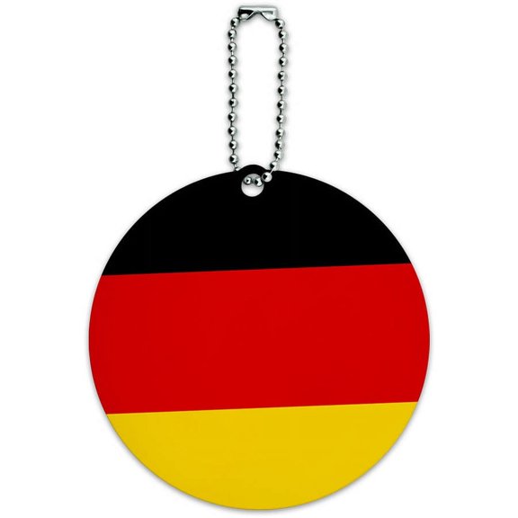Germany National Country Flag Round Luggage ID Tag Card for Suitcase or Carry-On
