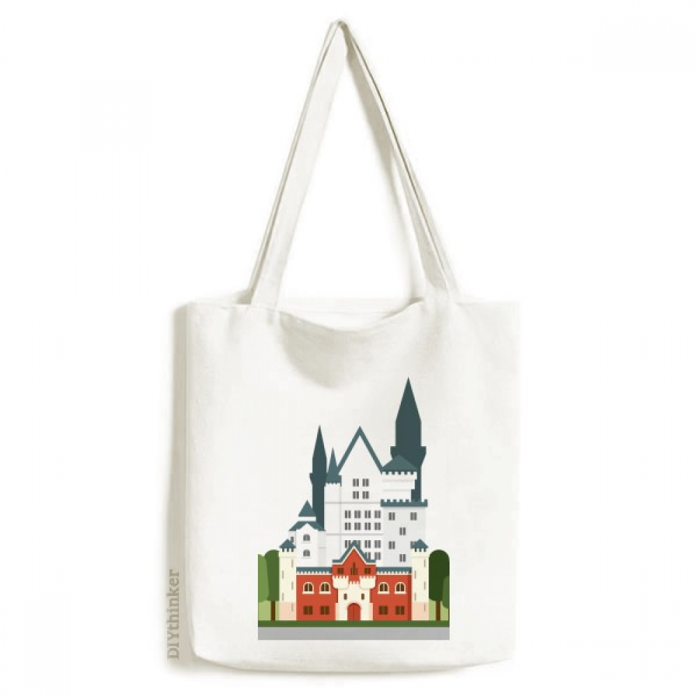 Germany New Swan Castle Architecture Tote Canvas Bag Shopping Satchel Casual Handbag