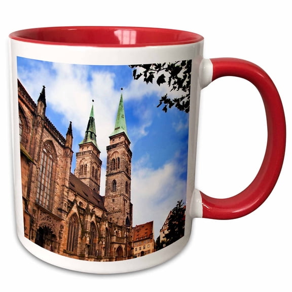 3drose, Germany, Nuremberg, Towers of St Sebald Church - Eu10 Mgl0145 - Miva Stock, 11oz Two-tone Red Mug