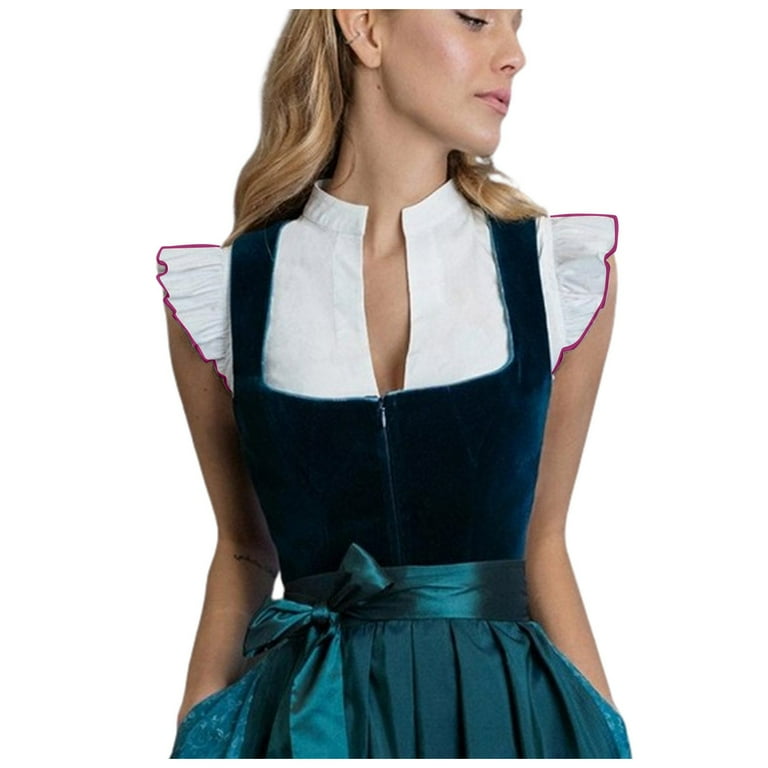 Germany Oktoberfest Womens Vintage Dirndl Dress Short Sleeve Dress Stage Performance Dress Tank Vest Tops Walmart