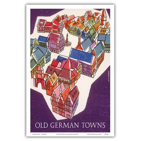 Germany - Old German Towns - Vintage Travel Poster by Sigrid and Hans Lämmle c.1950s - Master Art Print (Unframed) 12in x 18in