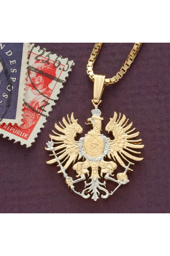 Germany Pendant & Necklace, German Five Mark Hand Cut