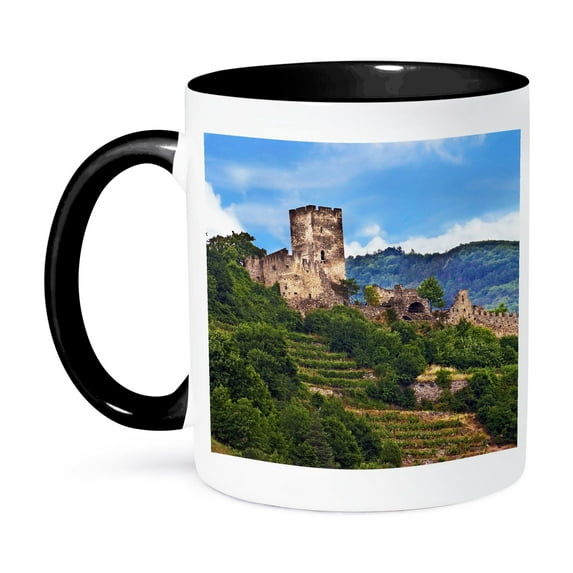 3drose, Germany, Rheindiebach, Furstenberg Castle, Rhine River - Eu10 Mgl0169 - Miva Stock, 15oz Two-tone Black Mug