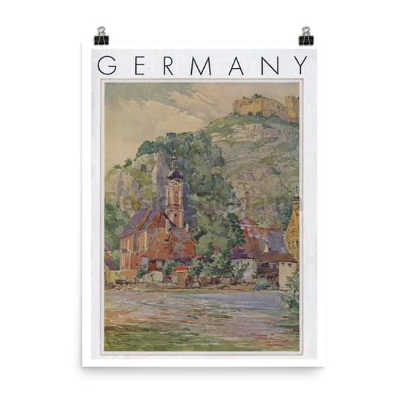 Germany, Rhine River, 1938. Unframed Vintage Travel Poster