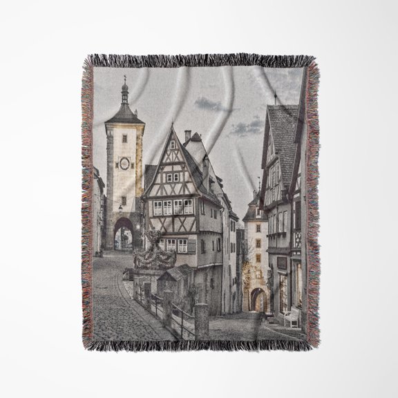 Germany, Rothenburg Ob Der Tauber, Ploenlein Triangular Place., Woven Blanket
