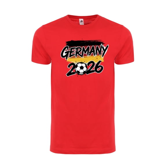 Germany Soccer T-Shirt WC 2026 | Germany Football Fan Shirt | Adult Unisex Cotton Tee - Red - L