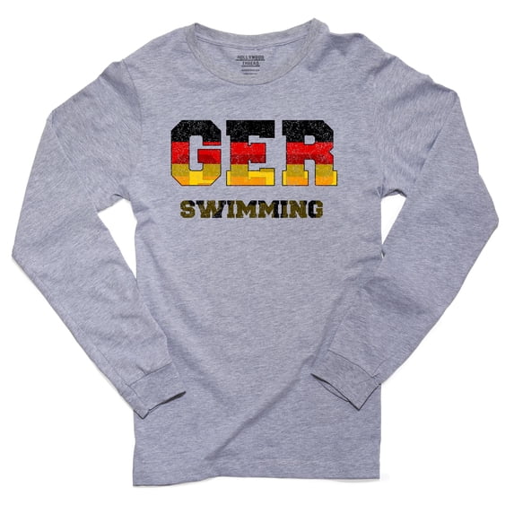 Germany Swimming - Olympic Games - Rio - Flag Men's Long Sleeve Grey T-Shirt