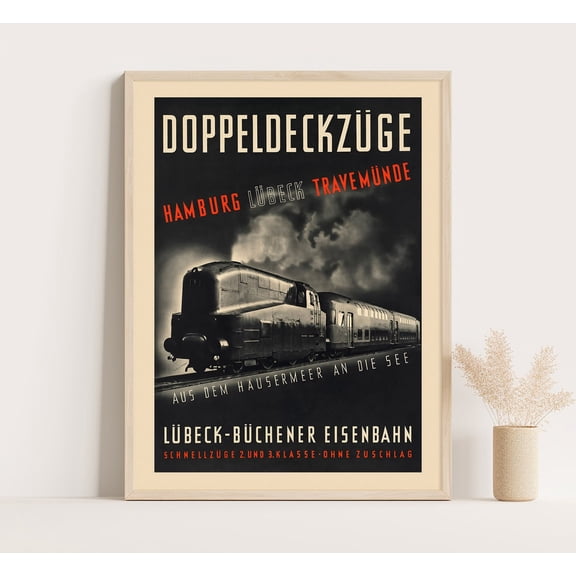 Germany Train Travel Poster, Unframed Paper Poster 8x10in