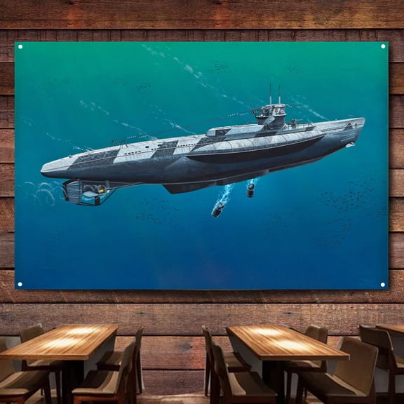 Germany Type VIID Submarine Posters & Prints Tapestry Navy Battleship Weapons Military Art Banner Hanging Flag Canvas Painting Room Home Decor,38X57 inches
