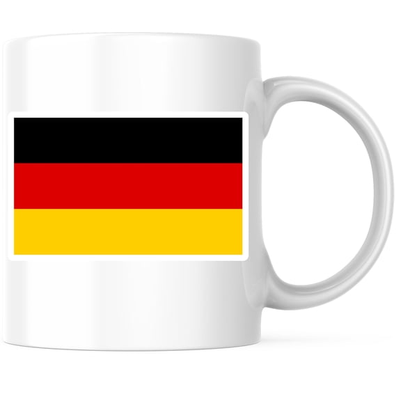 Germany World Flag Coffee Mug - German Pride - 11 Ounce Coffee Mug - Printed On Both Sides - Choose from Over 100 Countries - Microwave & Dishwasher Safe - White Handle & Interior - BMCM00877