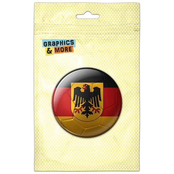 Germany with Crest Flag Soccer Ball Futbol Football Pinback Button Pin Badge