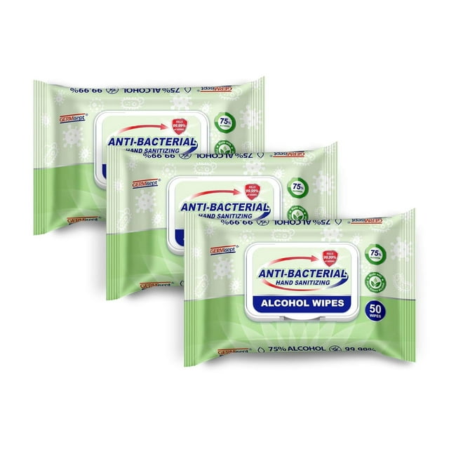 Germisept 75 Alcohol Advanced Hand Wipes 3 Packs of 50 Count / Pack