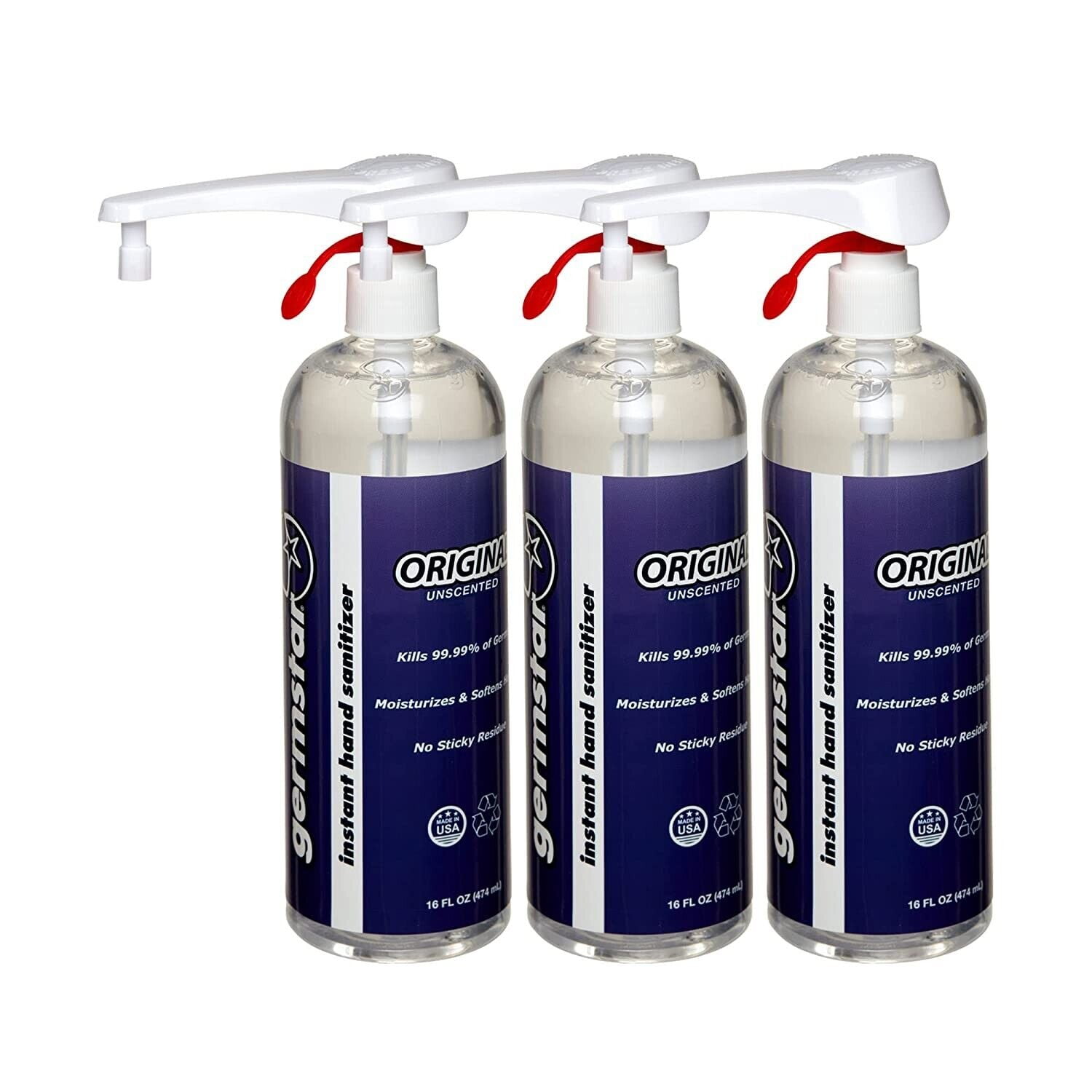 Germstar Hand Sanitizer 16oz Pump Bottle Everyday use Multi Pack[3Pack-ORIGINAL]