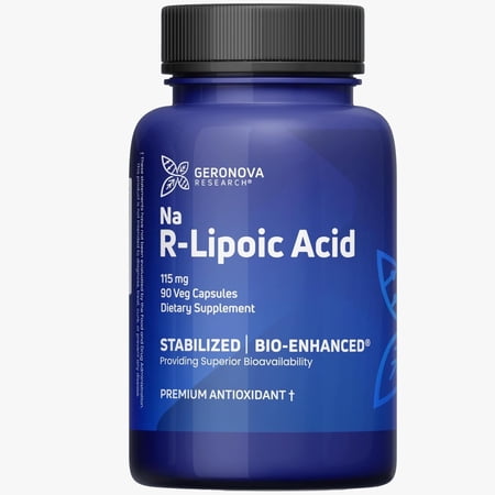 GeroNova Research Bio-Enhanced R-Alpha Lipoic Acid, Supports Healthy Nerves, 115mg 90 Caps