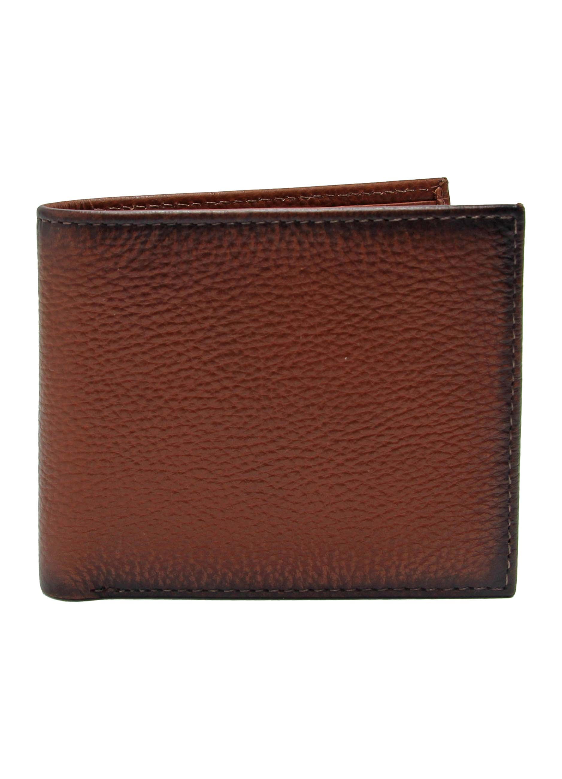 Geroge Milled Leather Passcase Wallet with Burnsihed Edge - Brown