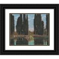 thumbnail image 1 of Gerolamo Cairati 14x12 Black Ornate Wood Framed Double Matted Museum Art Print Titled: The Cypress Pond in Villa Falconieri (1909), 1 of 5