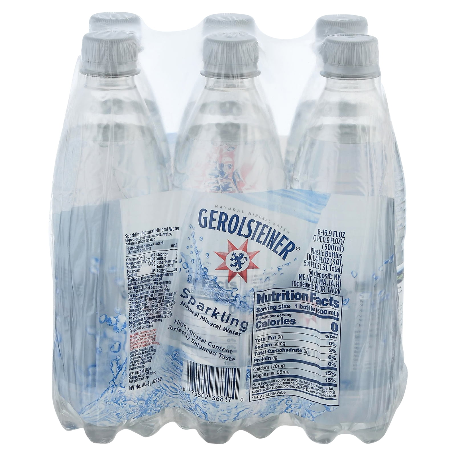 Gerolsteiner Mineral Water - Sparkling - Case of 4 - 6/16.9 Fl oz.