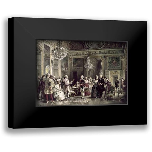 Gerome Ferris, Jean Leon 14x11 Black Modern Framed Museum Art Print Titled - John Paul Jones and B Franklin at Louis XVIs Court