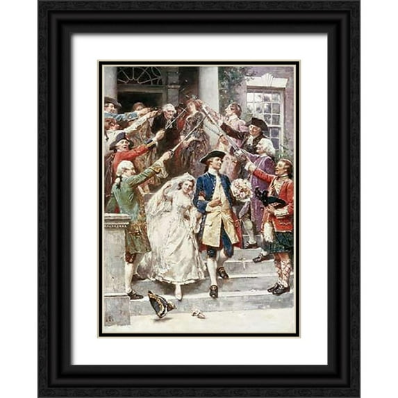 Gerome Ferris, Jean Leon 14x18 Black Ornate Wood Framed with Double Matting Museum Art Print Titled - Here Comes The Bride, Wedding of Washington