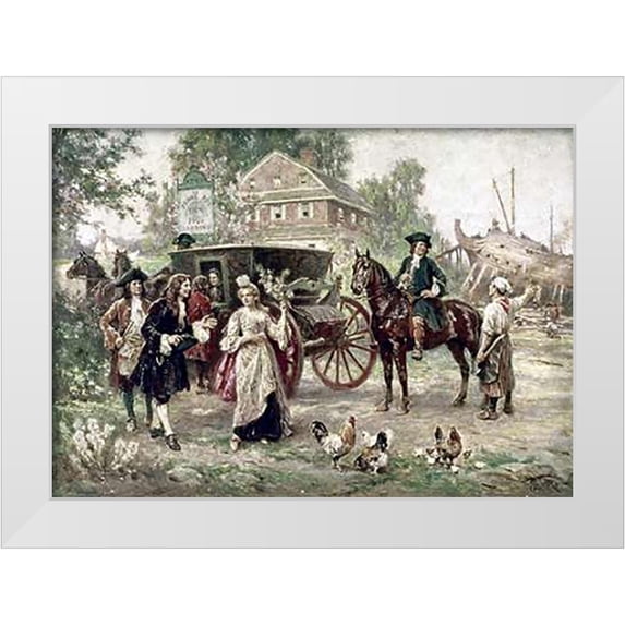 Gerome Ferris, Jean Leon 18x14 White Modern Wood Framed Museum Art Print Titled - On The Road To Penns Manor